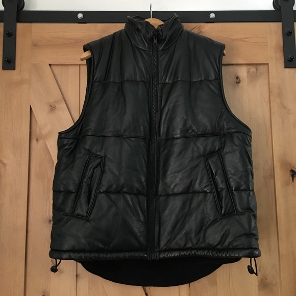 Wilsons Leather Other - WILSONS M Julian Vintage Leather Puffer Vest Full Zip Black Size L